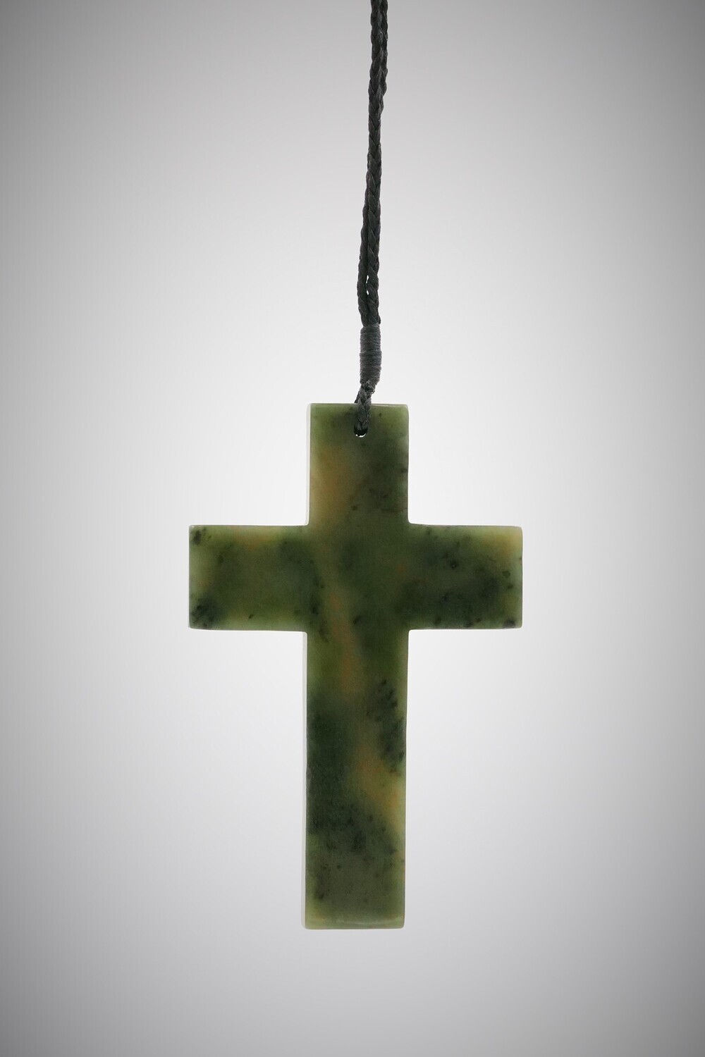 Moko Pounamu Cross pendant NZ Genuine Kawakawa Greenstone Whangamata
