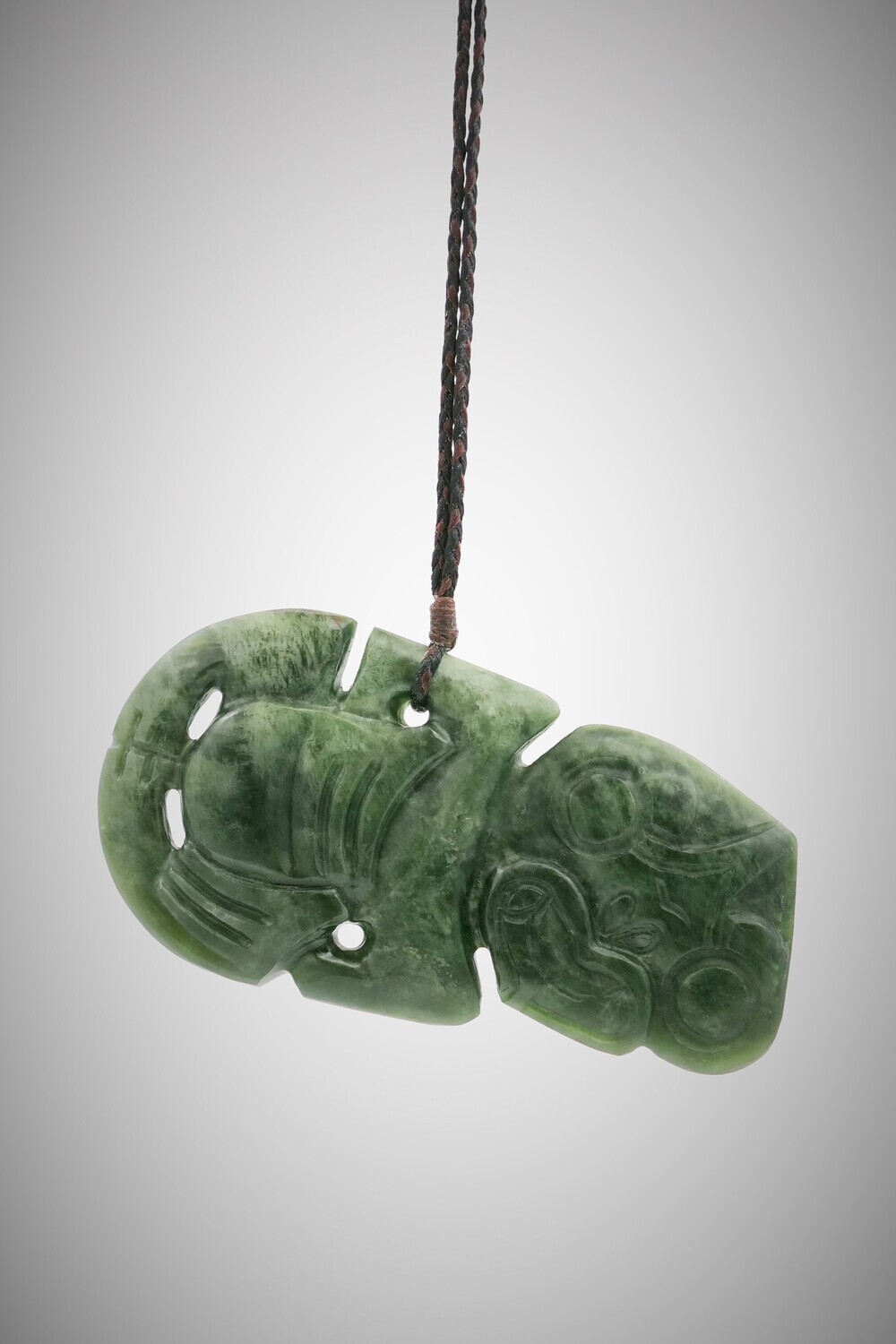 Moko Pounamu Hei Tiki Genuine NZ Kawakawa Greenstone  - Pureora