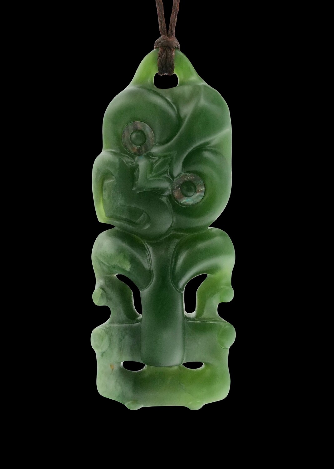 Moko Pounamu Hei Tiki NZ Genuine Kahurangi Flower Greenstone - Pangatotara