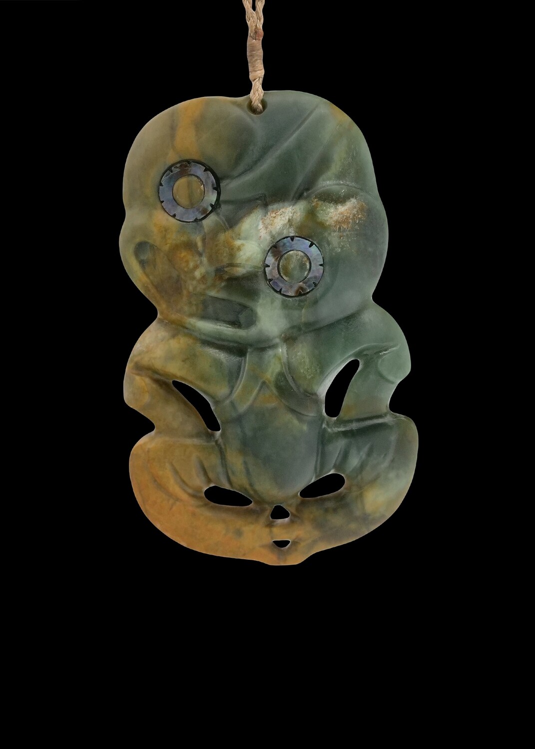 Moko Pounamu Hei Tiki NZ Genuine Raukaraka Greenstone - Waikirikiri