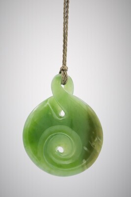 Moko Pounamu Single Pikorua (Twist) with Koru NZ Genuine Kahotea Greenstone - Matiri