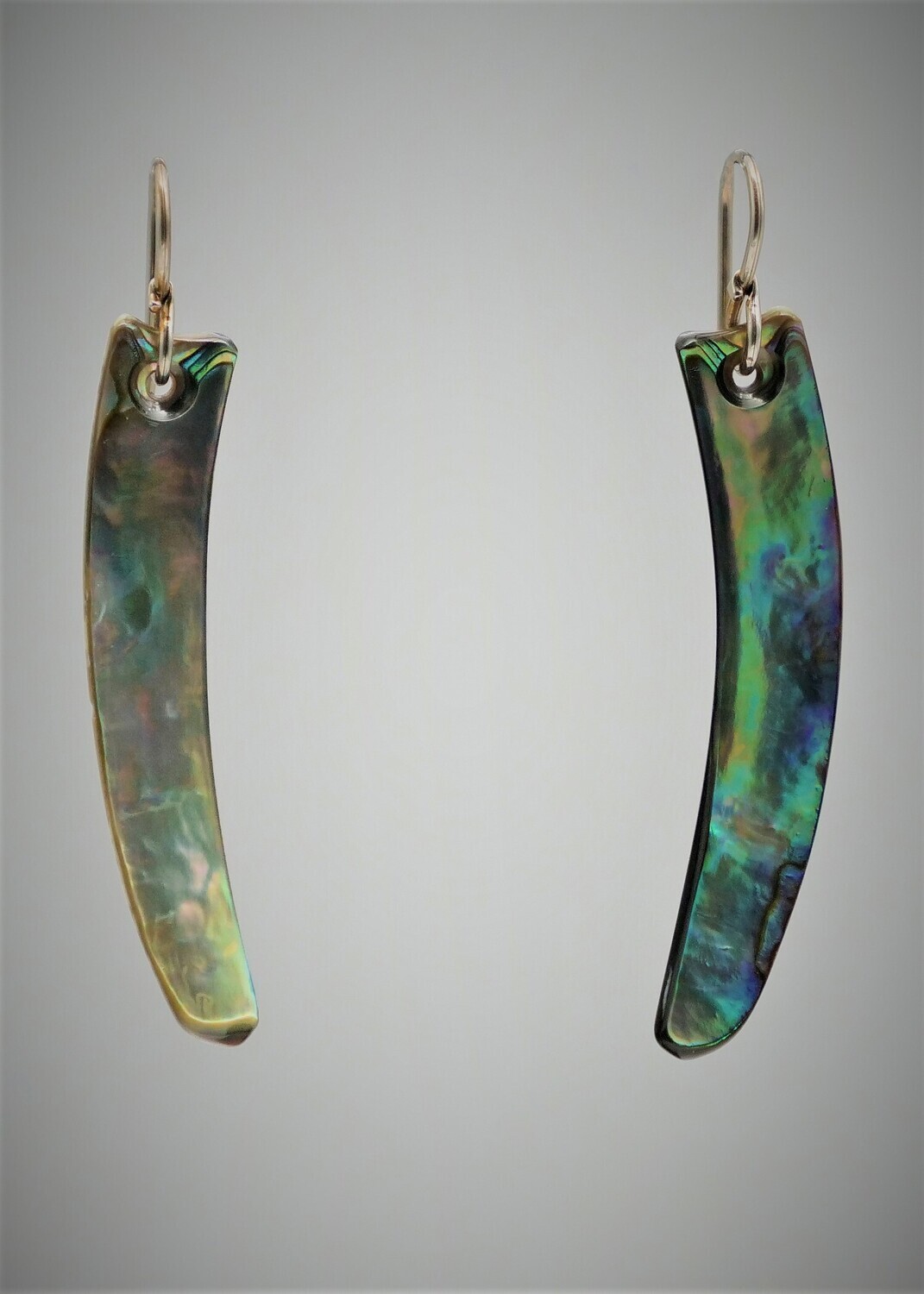 Moko Pounamu NZ Genuine Paua and Sterling Silver Drop Earrings 09439