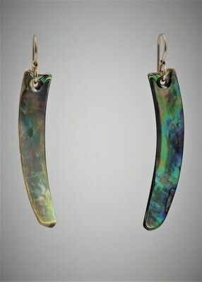 Moko Pounamu NZ Genuine Paua and Sterling Silver Drop Earrings 09439