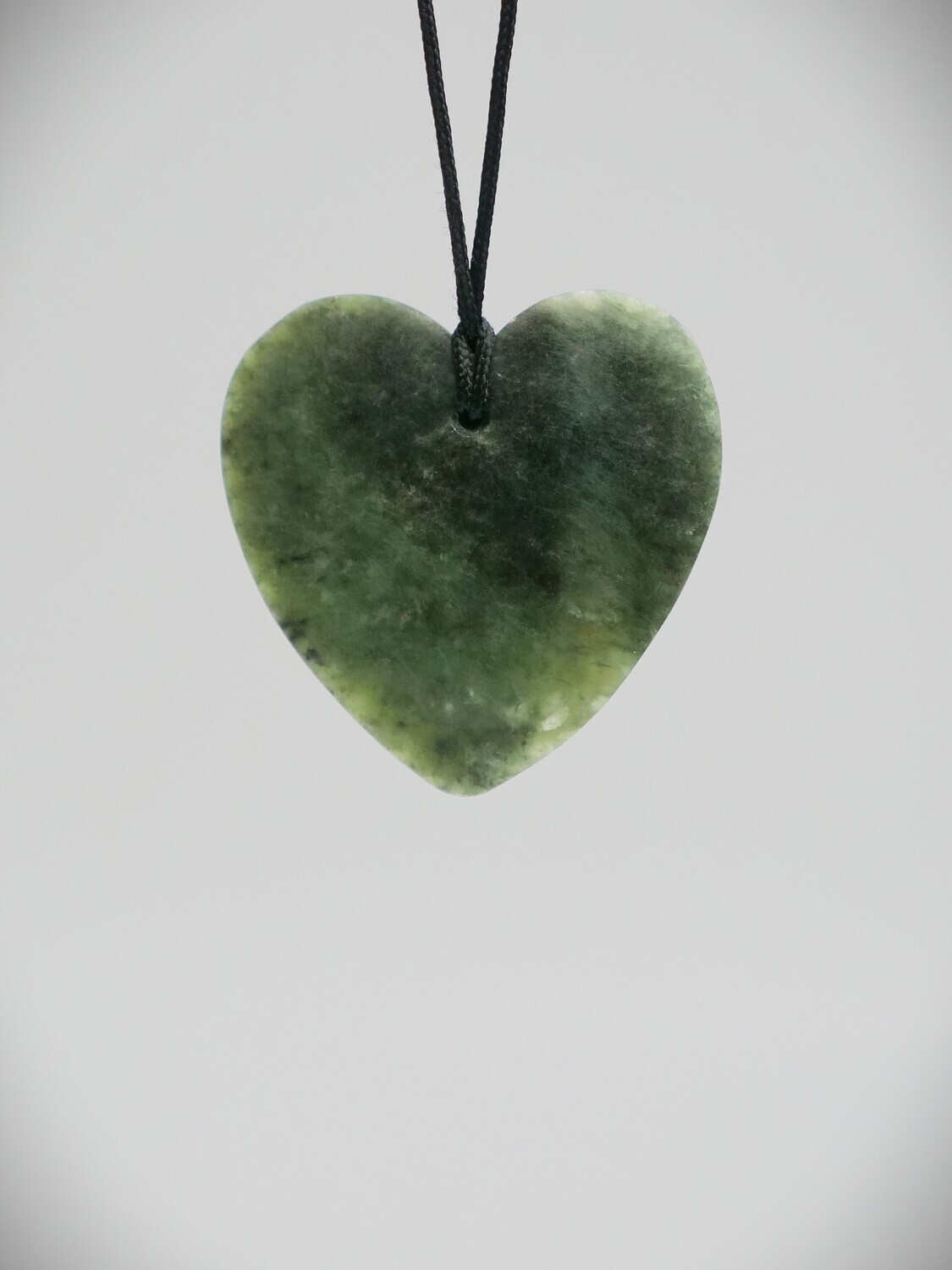 Moko Pounamu Heart NZ Genuine Kawakawa Greenstone - Papawai
