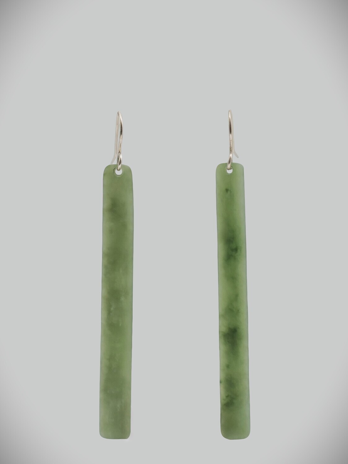 Moko Pounamu NZ Genuine Inanga Greenstone and Sterling Silver Earrings 09632