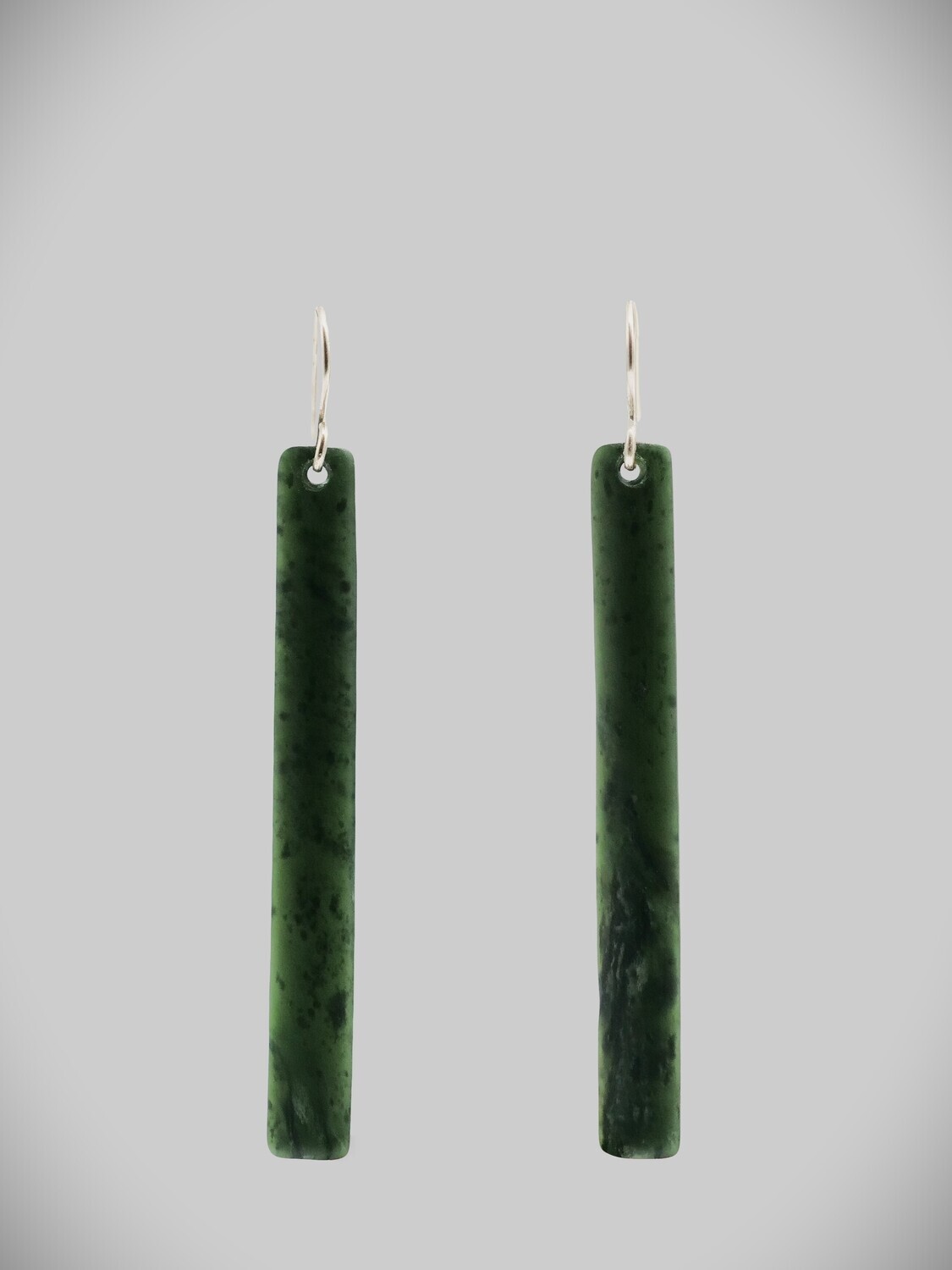 Moko Pounamu NZ Kawakawa Greenstone and Sterling Silver Earrings 09634