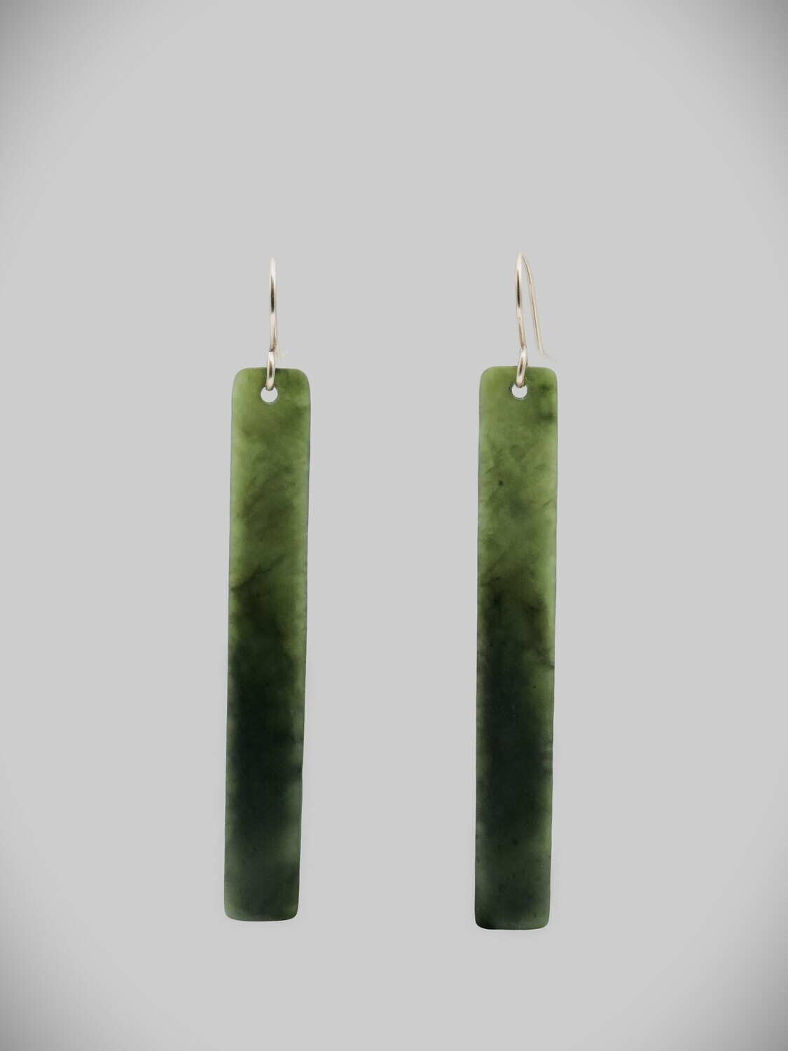 Moko Pounamu NZ Kawakawa Greenstone and Sterling Silver Earrings 09636