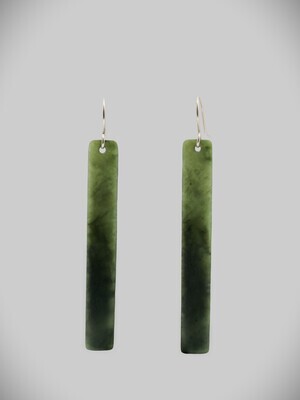 Moko Pounamu NZ Kawakawa Greenstone and Sterling Silver Earrings 09636