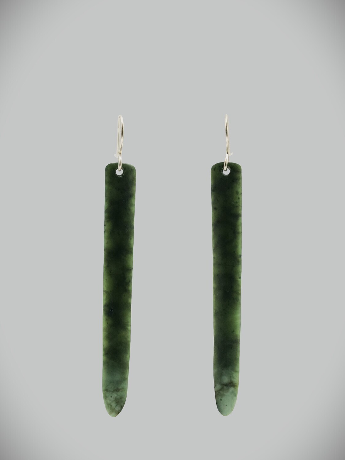 Moko Pounamu NZ Genuine Kawakawa Flower Greenstone and Sterling Silver Earrings 09640