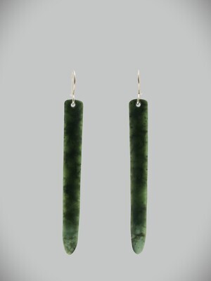 Moko Pounamu NZ Genuine Kawakawa Flower Greenstone and Sterling Silver Earrings 09640