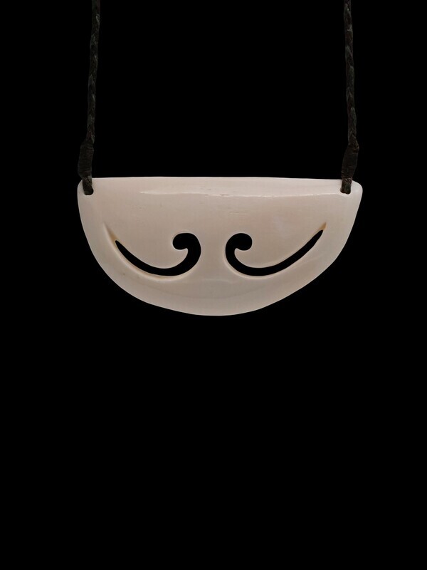 Moko Pounamu Breastplate Bone Carving 09688