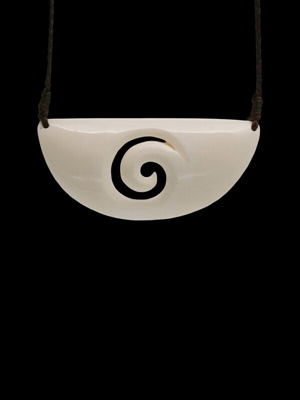 Moko Pounamu Breastplate Bone Carving - AB47