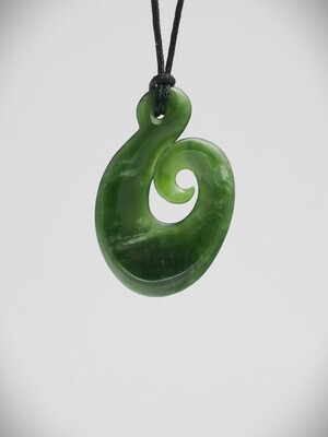 Moko Pounamu Hei Matau (Hook) NZ Genuine Kawakawa Greenstone - Manaroa