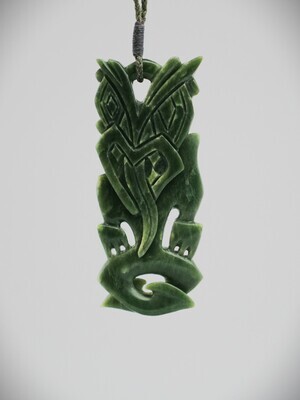 Moko Pounamu Hei Tiki NZ Genuine Kawakawa Greenstone - Kaiaho