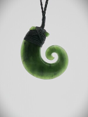 Moko Pounamu Hei Matau (Hook) NZ Genuine Kawakawa Greenstone - Paewhenua