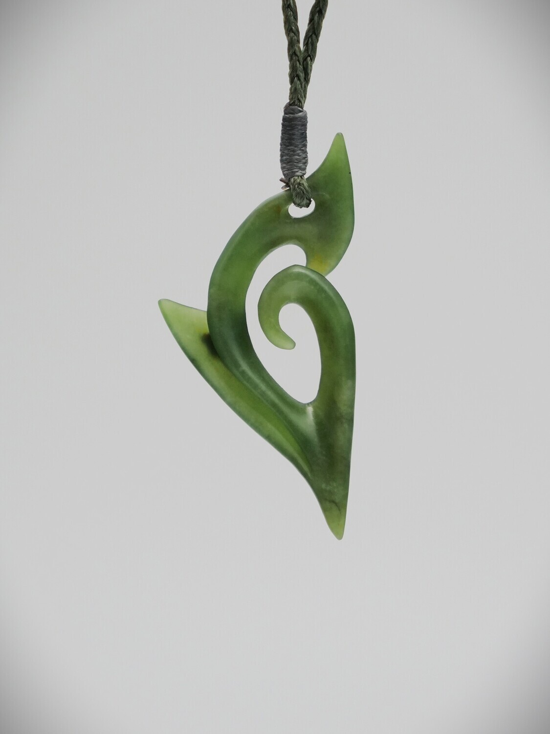 Moko Pounamu Contemporary Koru NZ Genuine Kawakawa Greenstone - Waimatenui