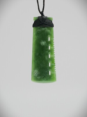 Moko Pounamu Notched Toki NZ Genuine Kahurangi Flower Greenstone - Wakapuaka