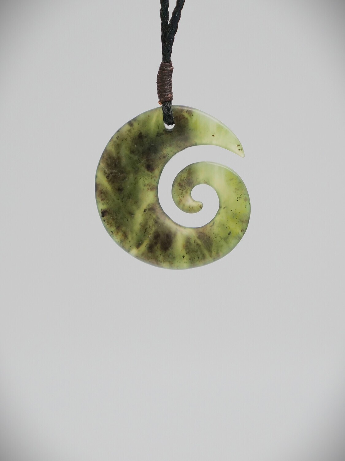 Moko Pounamu Contemporary Koru NZ Genuine Totoweka Greenstone - Te Kopuru