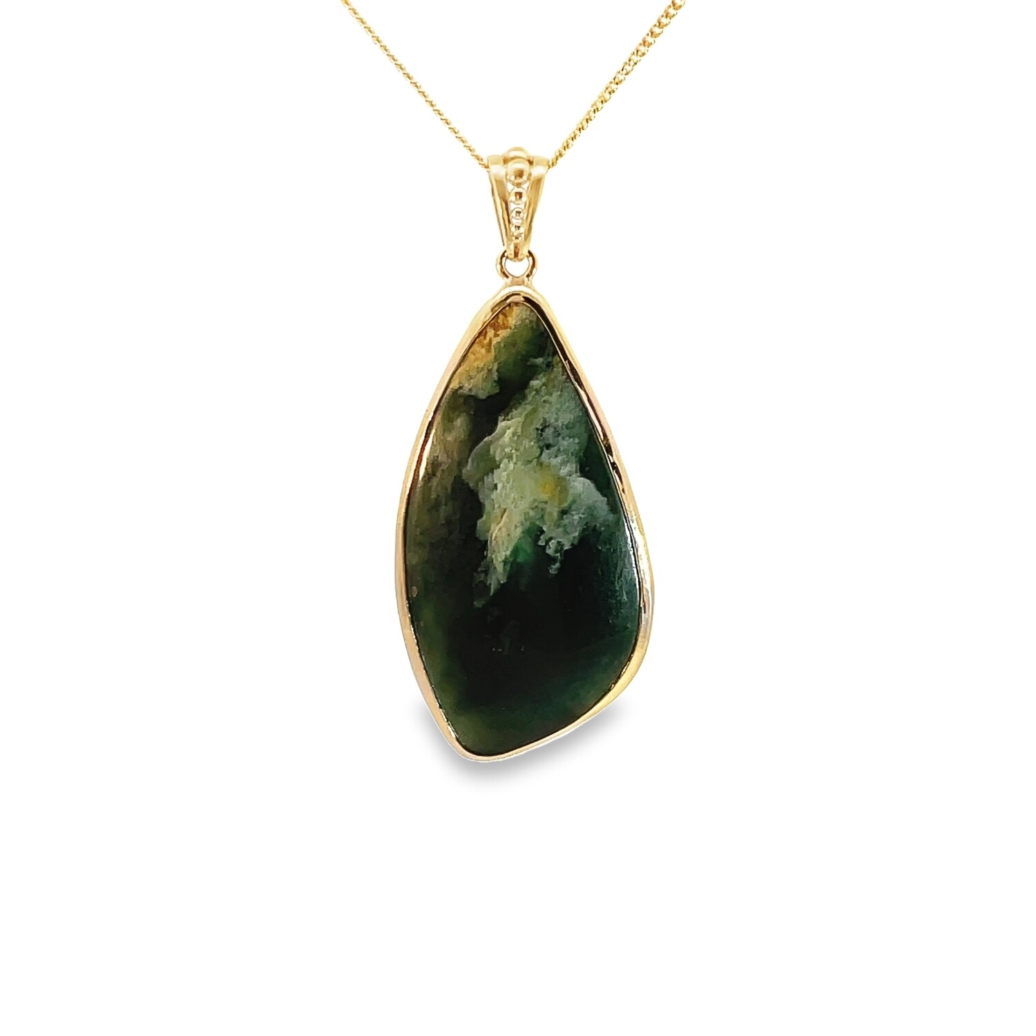 Moko Pounamu Gilt Jewellery Marsden Flower Greenstone and 9ct Gold Pendant