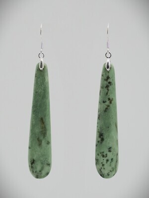 Moko Pounamu NZ Kokopu Greenstone and Sterling Silver Earrings
