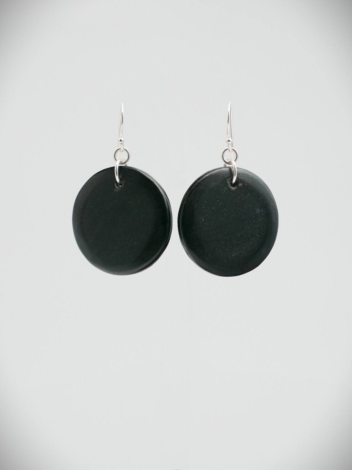 Moko Pounamu,  Argillite & Silver Porohita Earrings