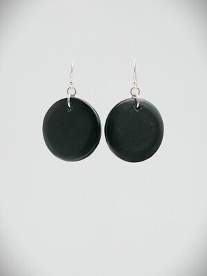 Moko Pounamu,  Argillite & Silver Porohita Earrings