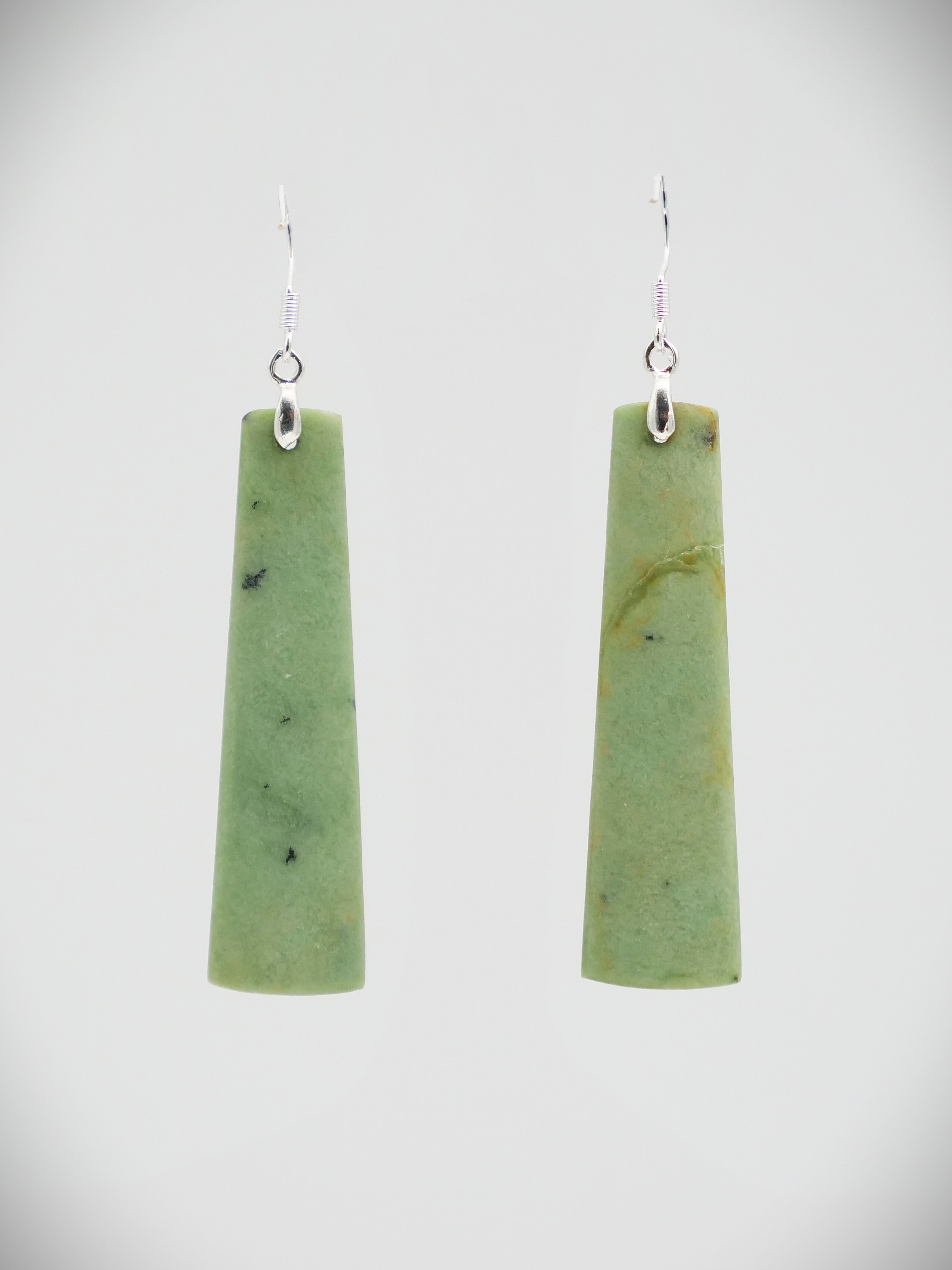 Moko Pounamu NZ Kokopu Greenstone & Sterling Silver Earrings 09951