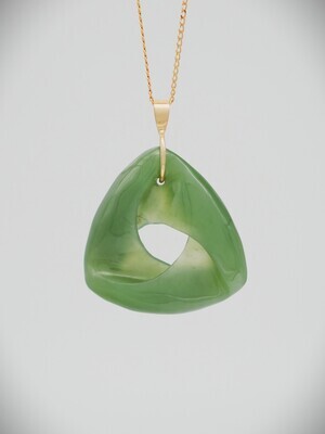 Moko Pounamu Southern Cross Genuine NZ Inanga Greenstone and 9ct Gold - Te Mahia Bay