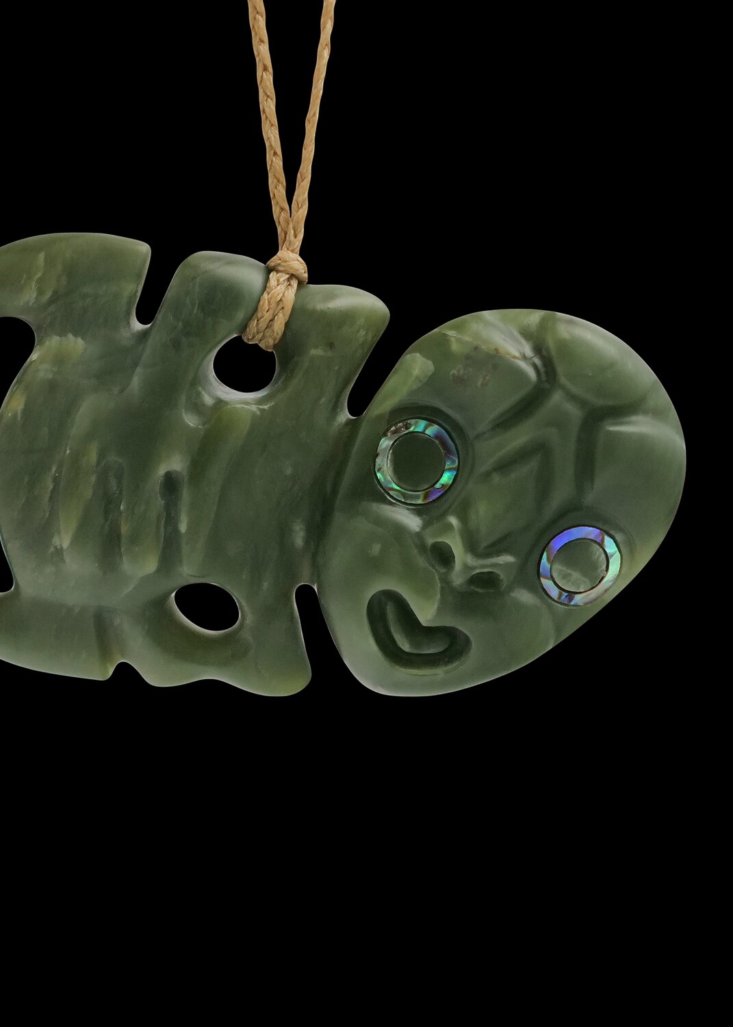 Moko Pounamu Hei Tiki Genuine NZ Kawakawa Greenstone  - Onauku