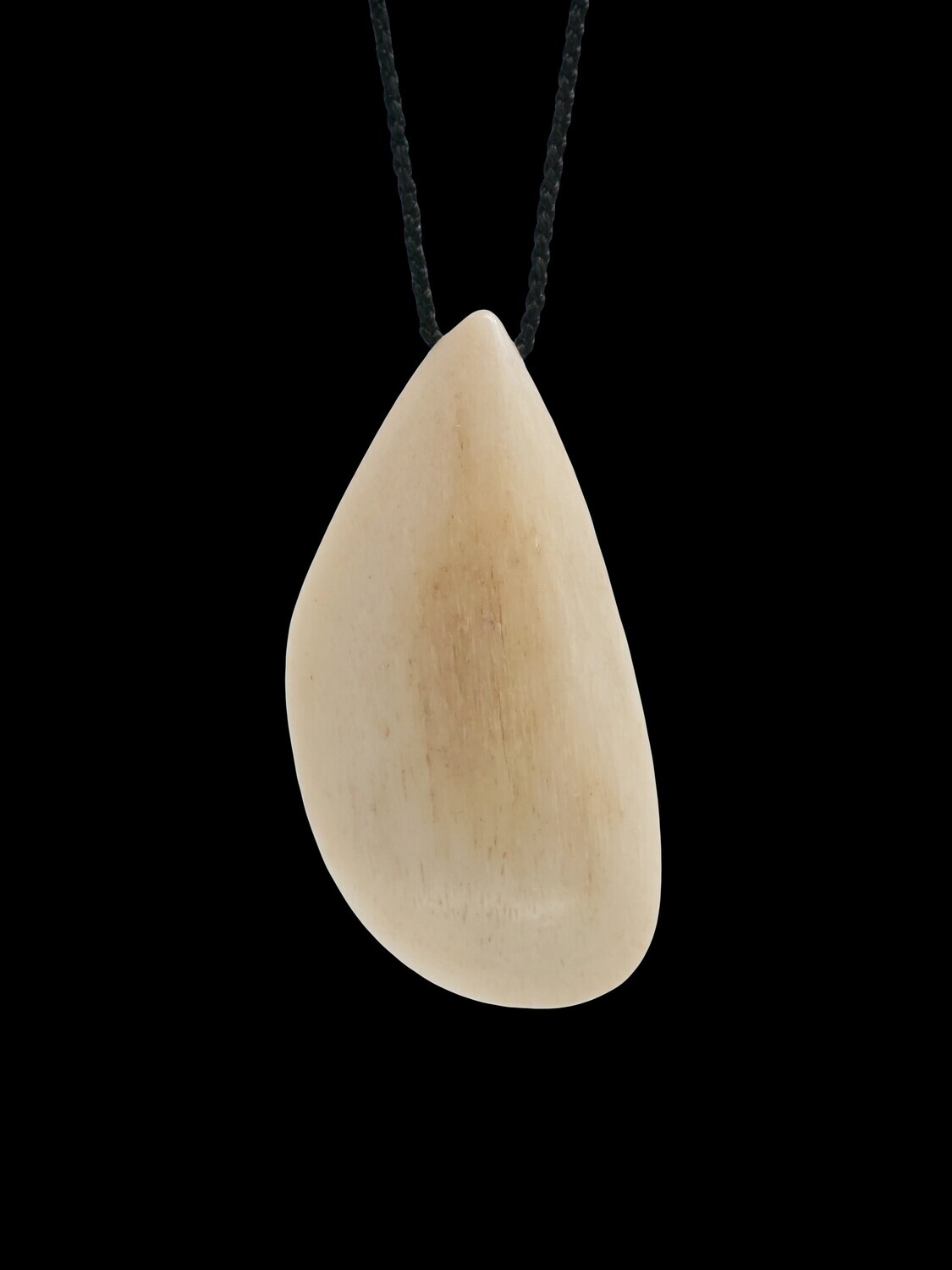 Moko Pounamu Kutai (Green lipped Mussell) Genuine Whale Bone Carving - Kutai