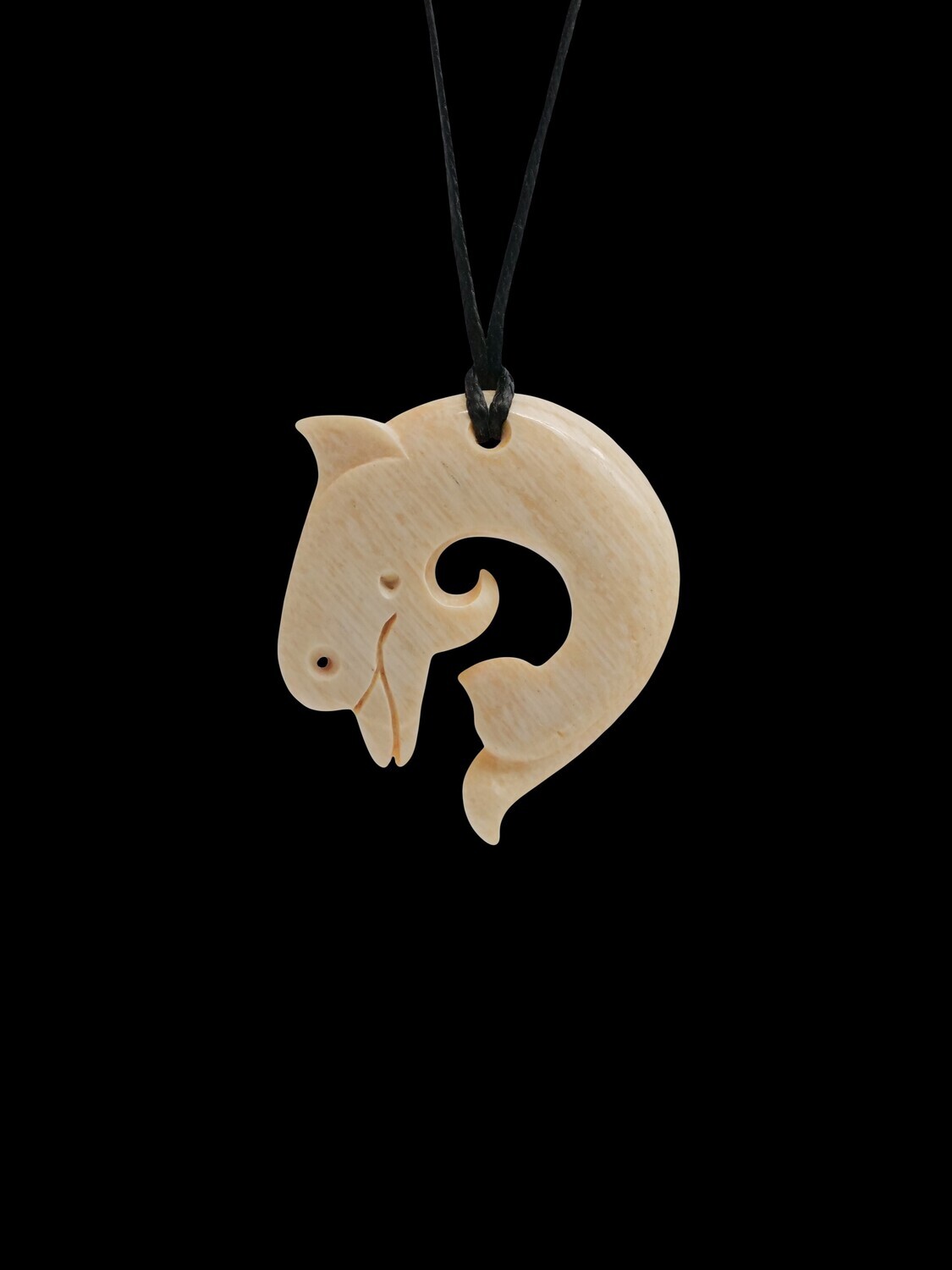 Moko Pounamu,  Dolphin Whale Bone Carving - Upokohue