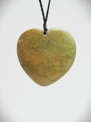 Moko Pounamu Heart NZ Genuine Raukaraka Greenstone  - Paparoa