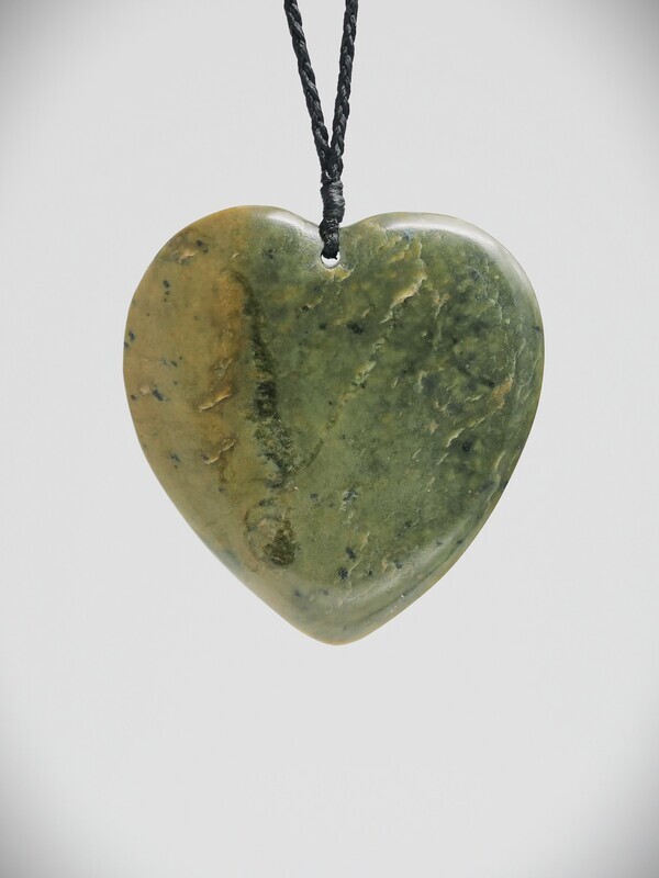 Moko Pounamu Contemporary Heart NZ Genuine Kokopu Greenstone - Pukeatua
