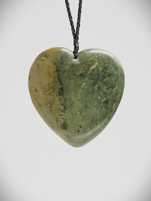 Moko Pounamu Contemporary Heart NZ Genuine Kokopu Greenstone - Pukeatua