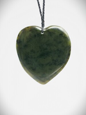 Moko Pounamu Heart NZ Genuine Kawakawa Greenstone - Pukewharariki