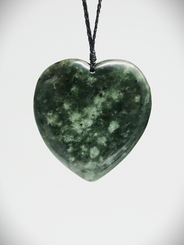Moko Pounamu Heart NZ Genuine Kahotea Greenstone - Tahora