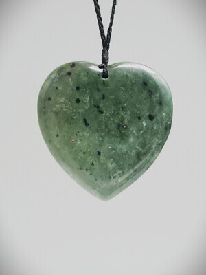 Moko Pounamu Heart NZ Genuine Kokopu Greenstone - Reporoa