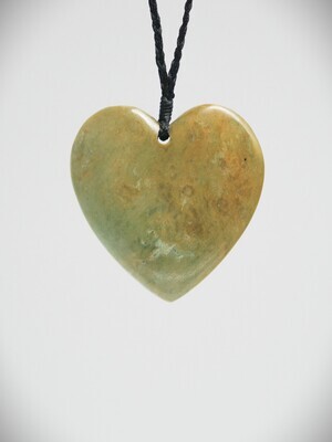 Moko Pounamu Heart NZ Genuine Raukaraka Greenstone  - Tuamarina