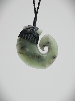 Moko Pounamu Hei Matau (Hook) NZ Genuine Inanga Totoweka Greenstone - Kaituna