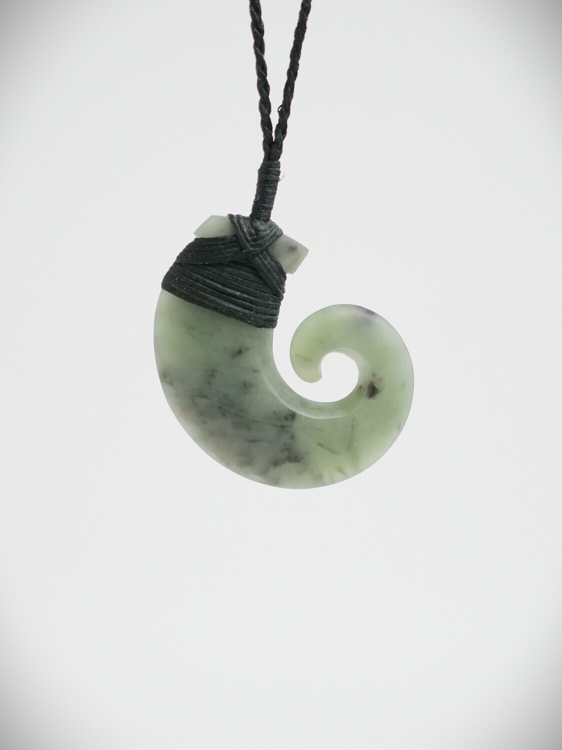 Moko Pounamu Hei Matau (Hook) NZ Genuine Inanga Totoweka Greenstone - Atapo