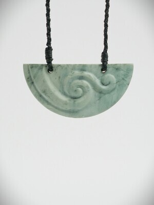Moko Pounamu Kouma Breastplate with Koru NZ Genuine Auhunga Greenstone - Pukehuia