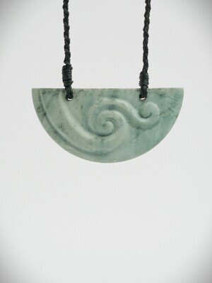 Moko Pounamu Breastplate with Koru NZ Genuine Auhunga Greenstone - Pukehuia