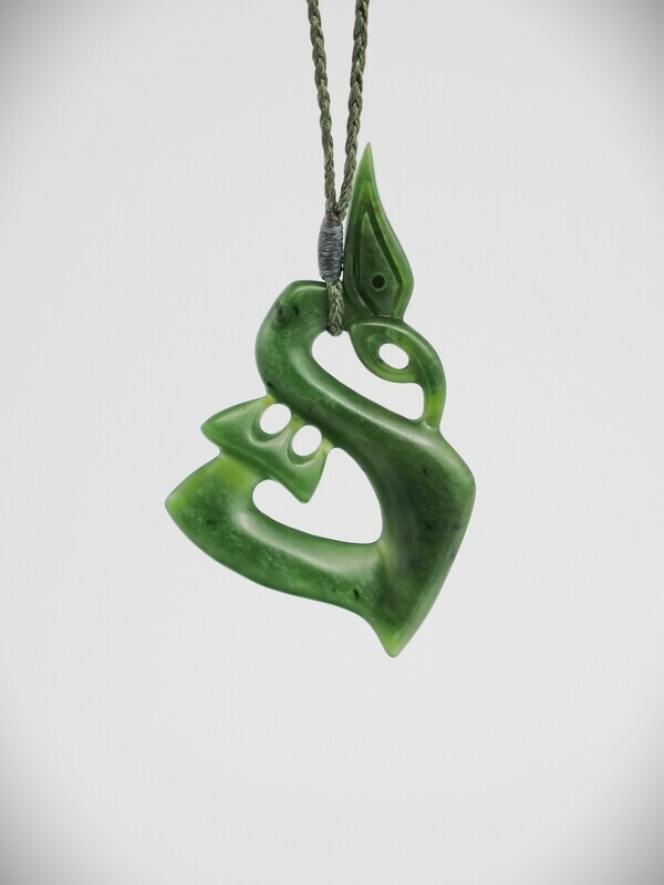 Moko Pounamu Manaia NZ Genuine Kawakawa Greenstone - Raumanuka