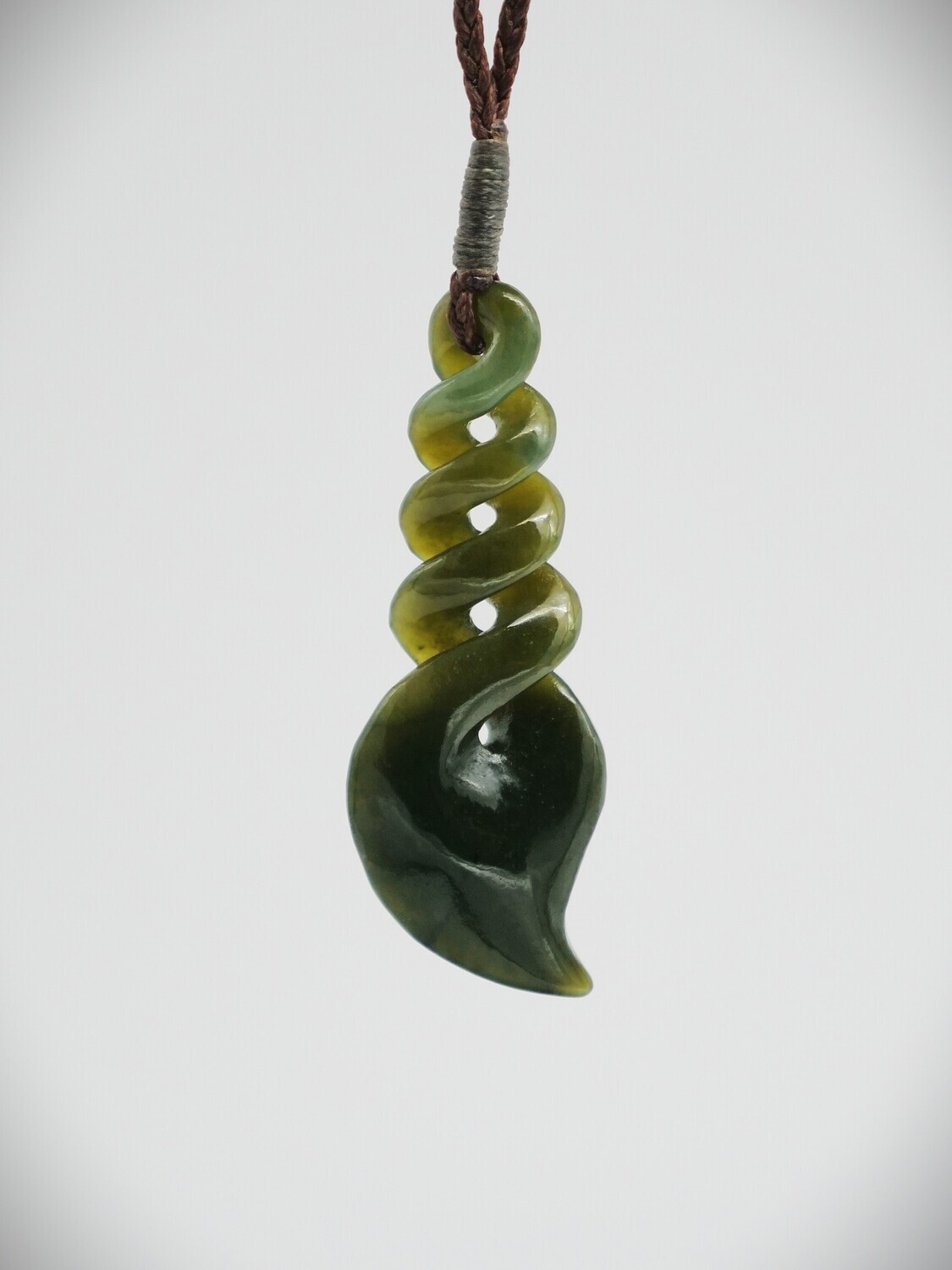 Moko Pounamu Quadruple Twist NZ Genuine Kawakawa Greenstone  - Parohe