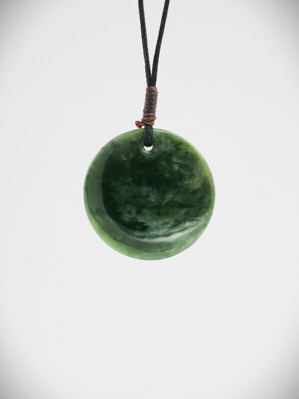 Moko Pounamu Porohita (Disc) NZ Genuine Kawakawa Flower Greenstone - Oparara