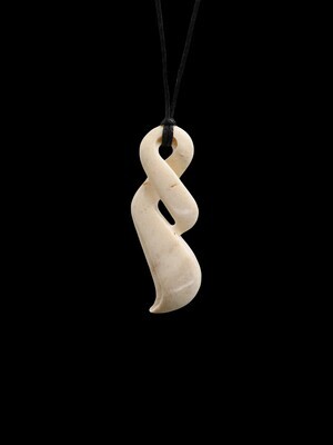 Moko Pounamu, Pikorua (Twist) Whale Bone Carving - Arapaoa