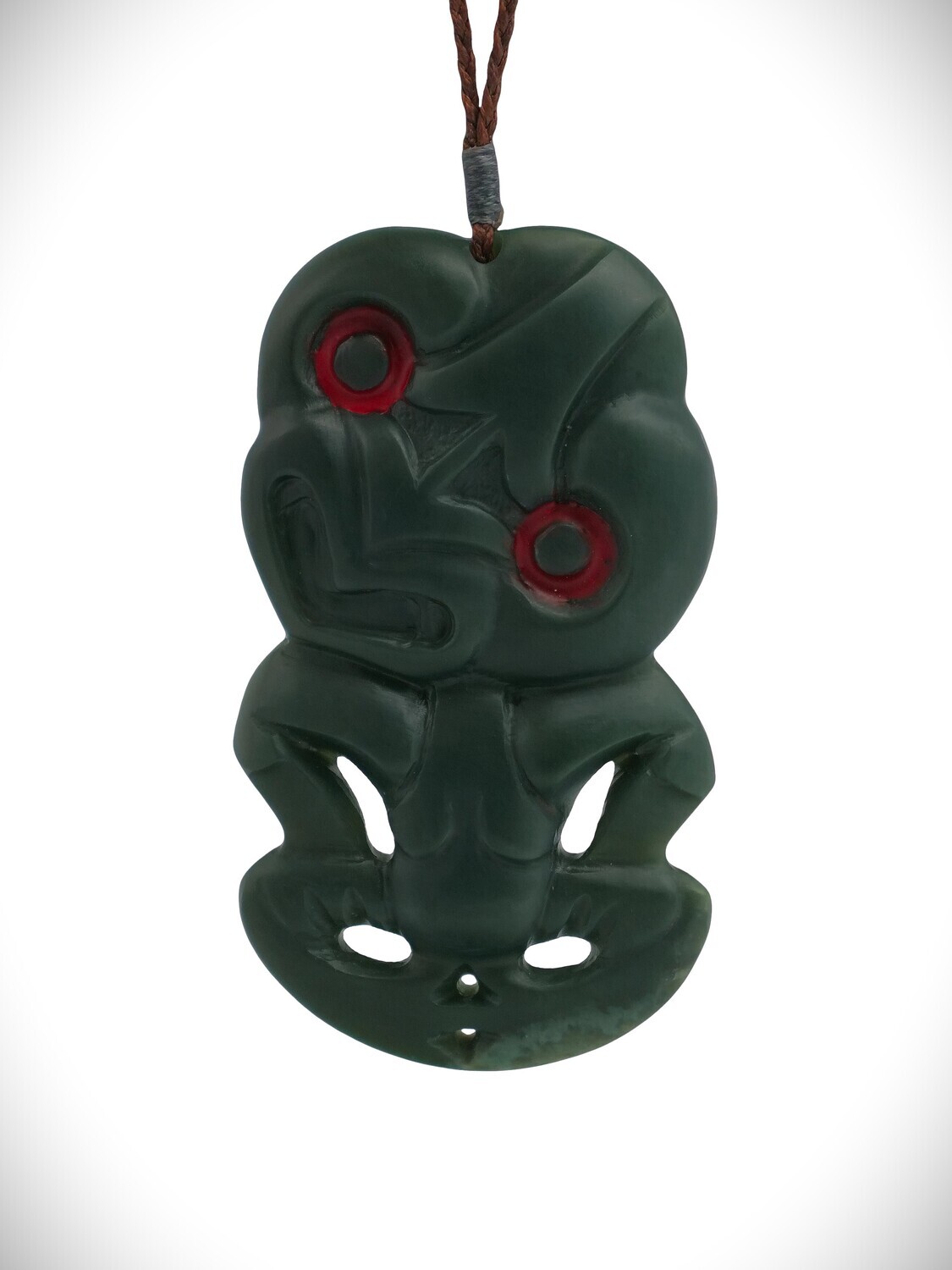 Moko Pounamu Hei Tiki NZ Genuine Kawakawa Flower Greenstone - Kawatiri