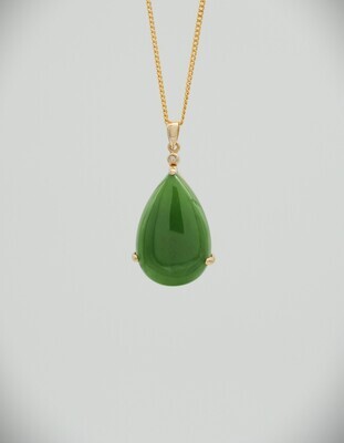 Moko Pounamu Kahurangi Greenstone, Diamond and 14ct Gold Teardrop Pendant