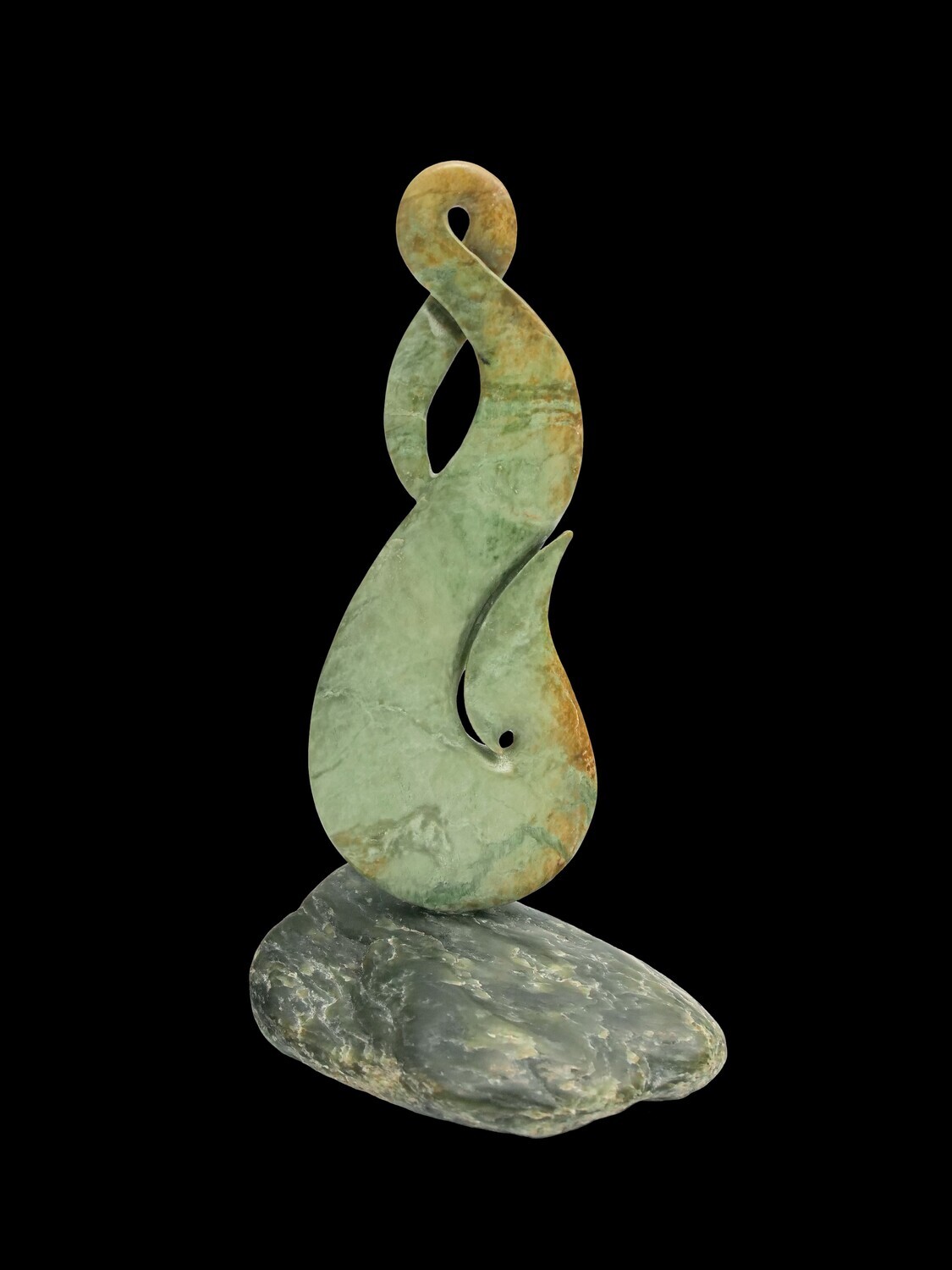Moko Pounamu Contemporary Matau Pikorua NZ Genuine Marsden Flower Greenstone - Kerepehi