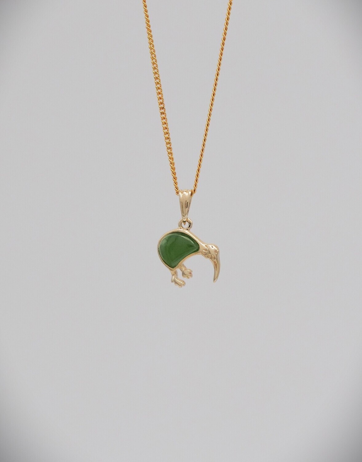 Moko Pounamu Kiwi Kahurangi Greenstone and 9ct Gold Pendant - 67JPG